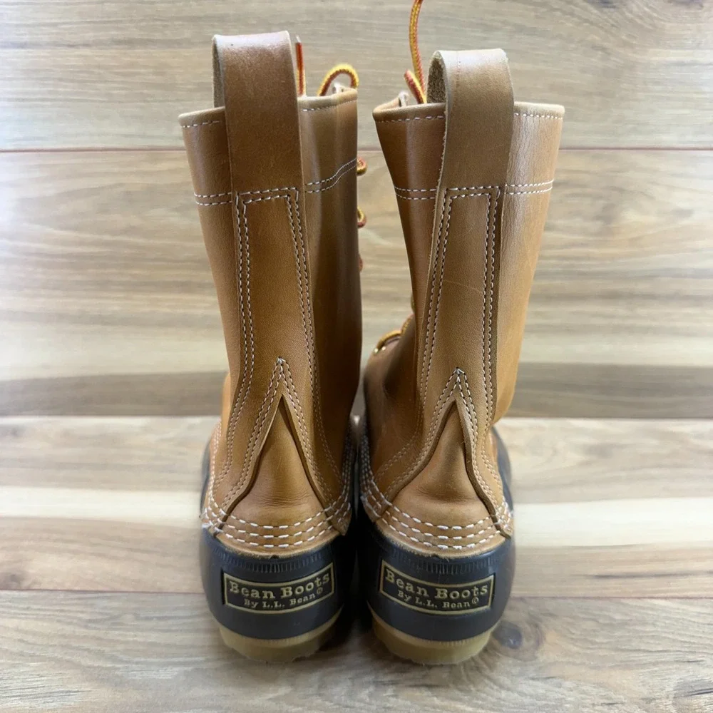 L.L. Bean Brown Leather and Black Rubber Winter Rain Boots